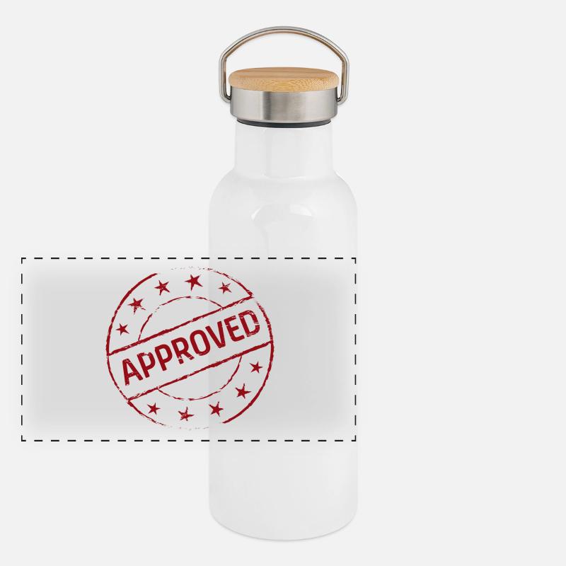 Approved Symbol Geschenk Geschenkidee Panorama Thermosflasche mit Bambusdeckel
