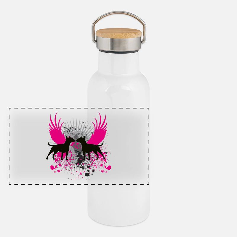 bullterrier Panorama Thermosflasche mit Bambusdeckel