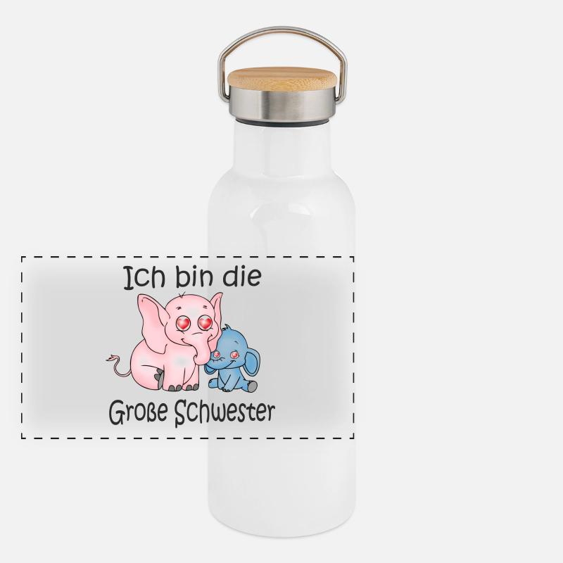 Ich Bin Die Große Schwester Panorama Thermosflasche mit Bambusdeckel