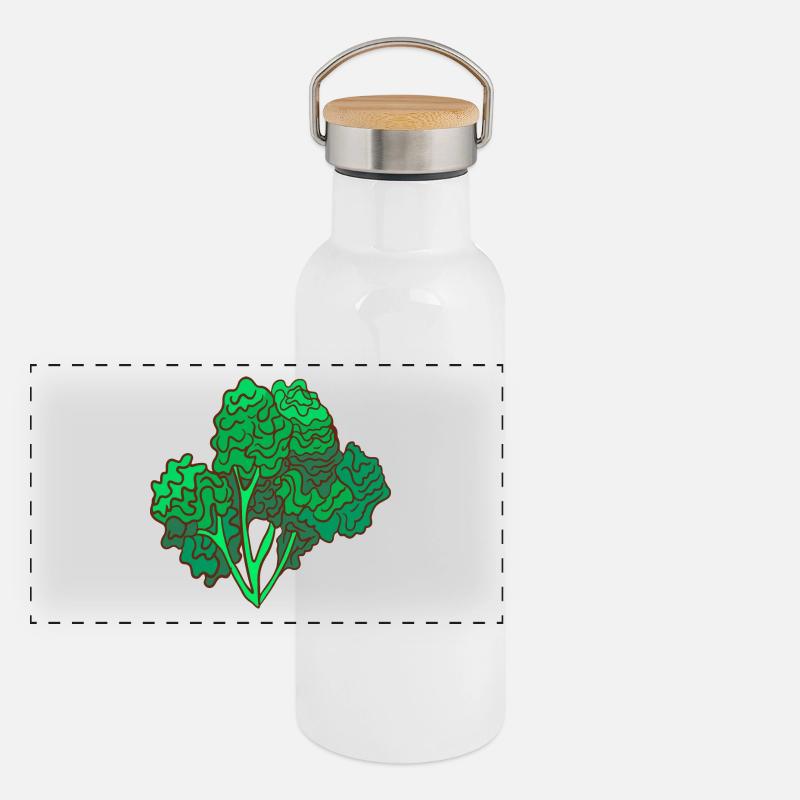 Grünkohl Braunkohl Krauskohl Kohl Panorama Thermosflasche mit Bambusdeckel