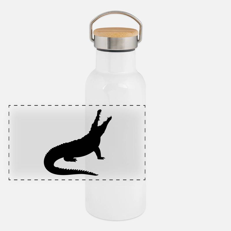 Un crocodile Gourde isotherme avec bouchon en bambou
