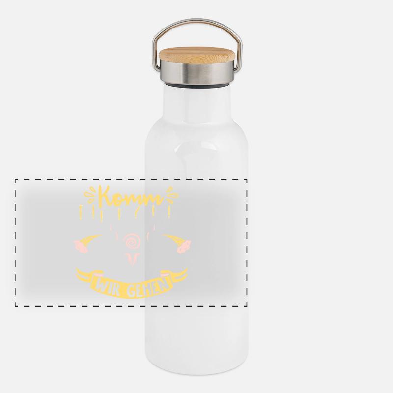 Wir gehen! Panorama Thermosflasche mit Bambusdeckel