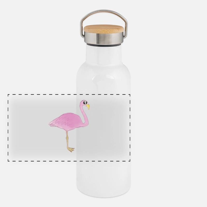 flamingo Gourde isotherme avec bouchon en bambou
