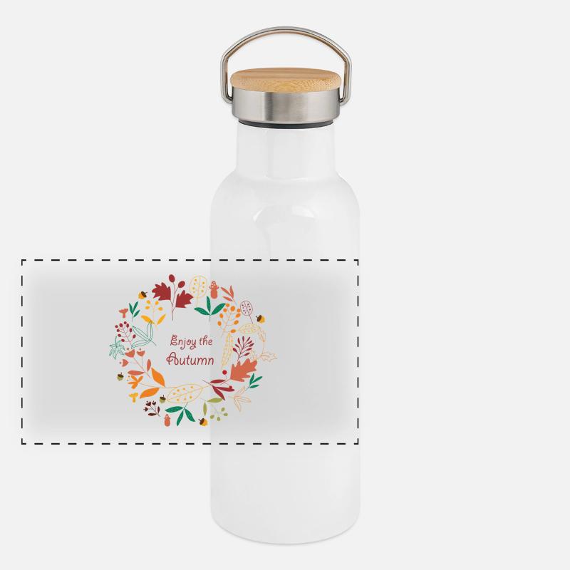 Genieße den Herbst Geschenk Idee Panorama Thermosflasche mit Bambusdeckel