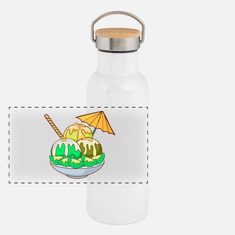 Eis Speiseeis Eiskrem Eiscreme Kugeleis Eisbecher Panorama Thermosflasche mit Bambusdeckel