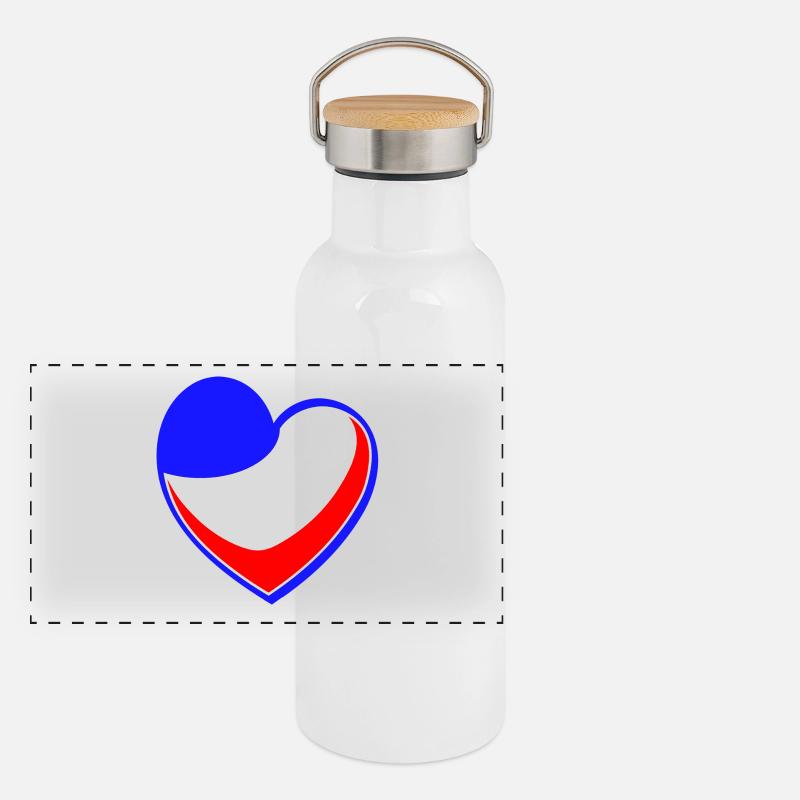 Frankreich Herz Panorama Thermosflasche mit Bambusdeckel