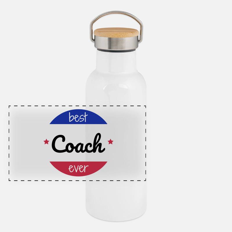 Coach / Coaching / Trainer / Sport Panorama Thermosflasche mit Bambusdeckel