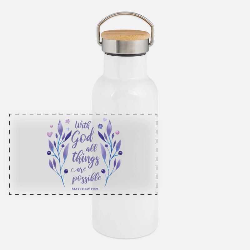 Religious Quote Christian Gift Panoramic Thermal Bottle with Bamboo Lid