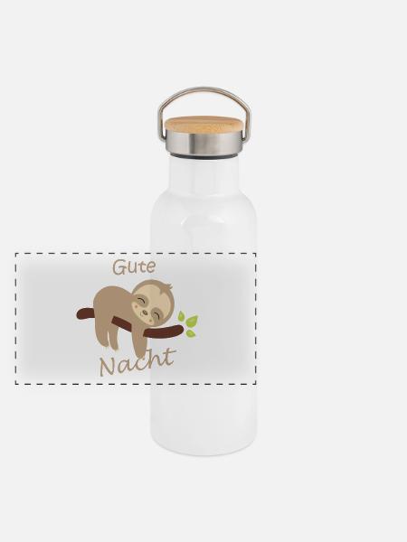 kinder gute nacht faultier - Panorama Thermosflasche mit Bambusdeckel - Weiß - Vorne