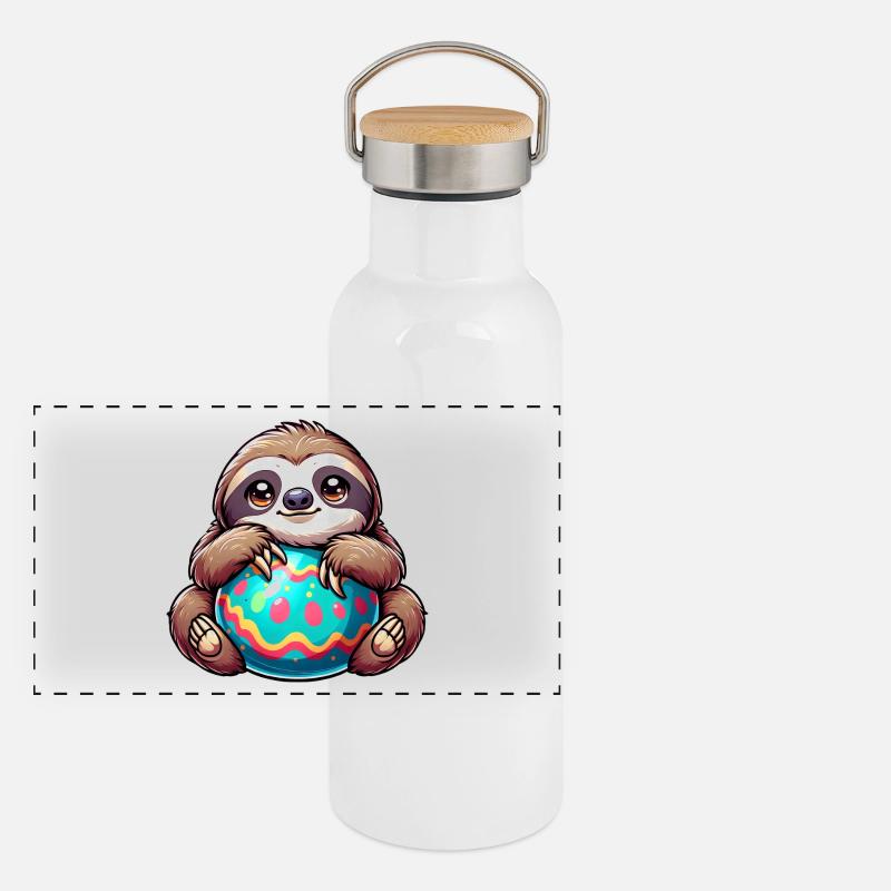 Easter Sloth: Hug and Easter Egg Panoramic Thermal Bottle with Bamboo Lid