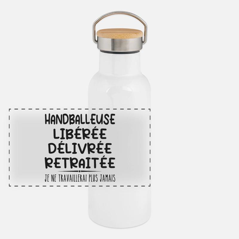 Handballeuse célèbre sa retraite avec humour cadea Gourde isotherme avec bouchon en bambou