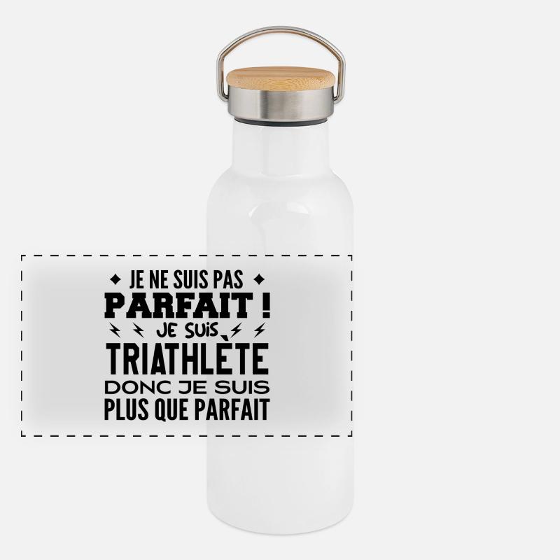 Ein mehr als perfekter Triathlet, ein Traumberuf Panorama Thermosflasche mit Bambusdeckel