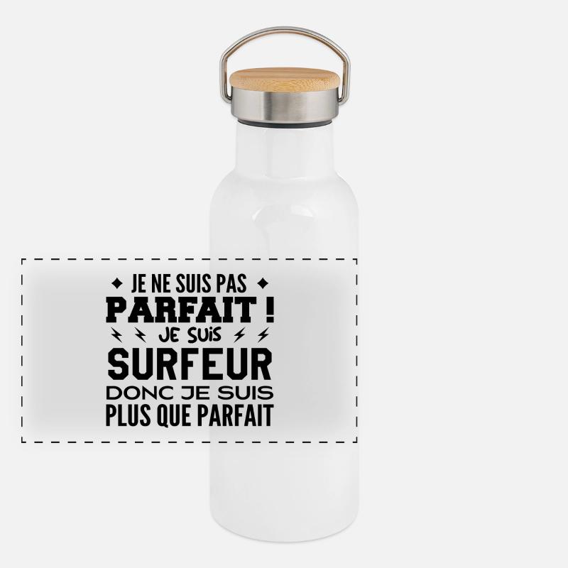 Ein mehr als perfekter Surfer, ein Traumjob Panorama Thermosflasche mit Bambusdeckel