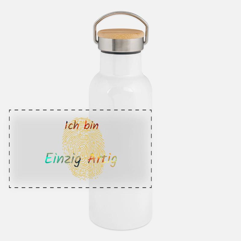 Conception d’empreintes digitales avec des accents de couleur Gourde isotherme avec bouchon en bambou