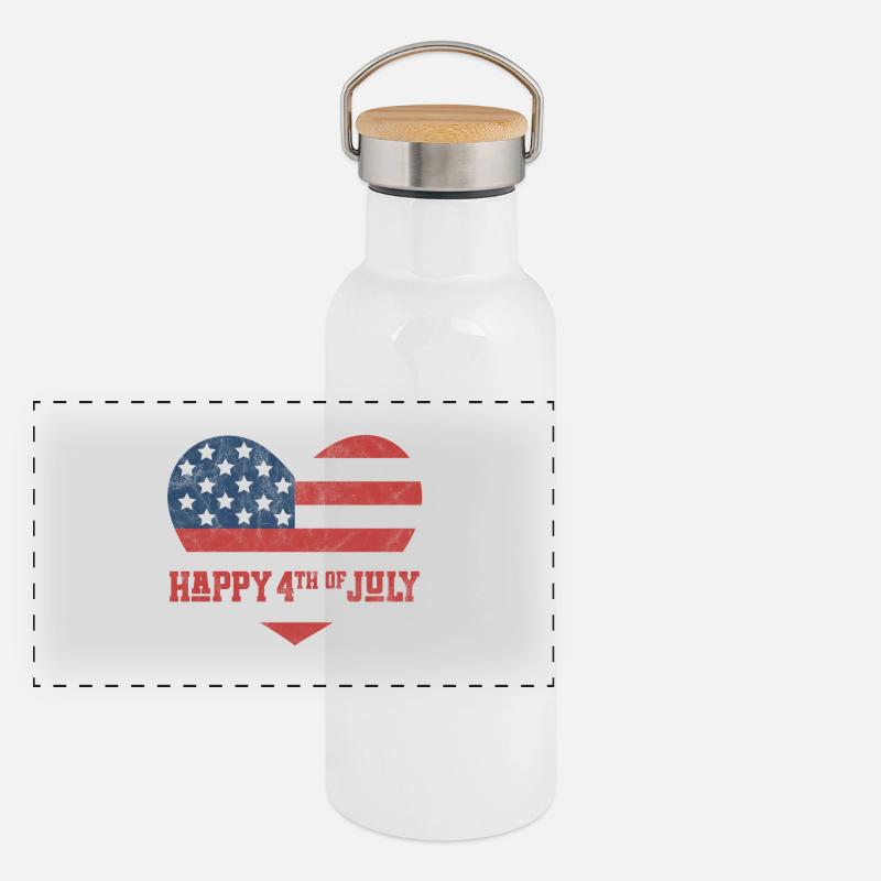 Frohen 4. Juli Panorama Thermosflasche mit Bambusdeckel