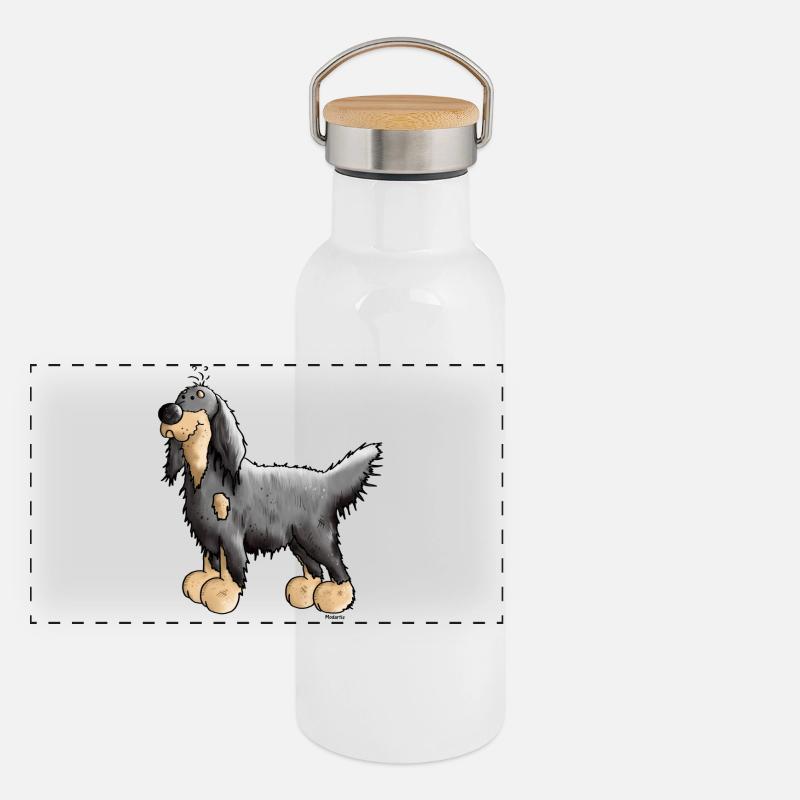 Knuffiger Gordon Setter - Hund Panorama Thermosflasche mit Bambusdeckel