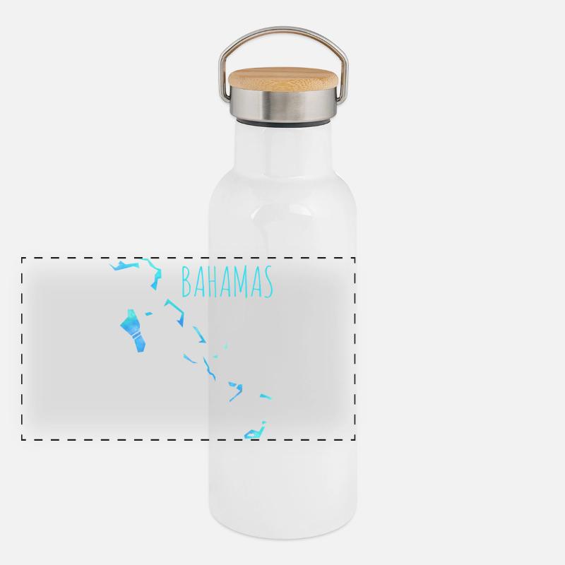 Bahamas - Panoramic Thermal Bottle with Bamboo Lid - white