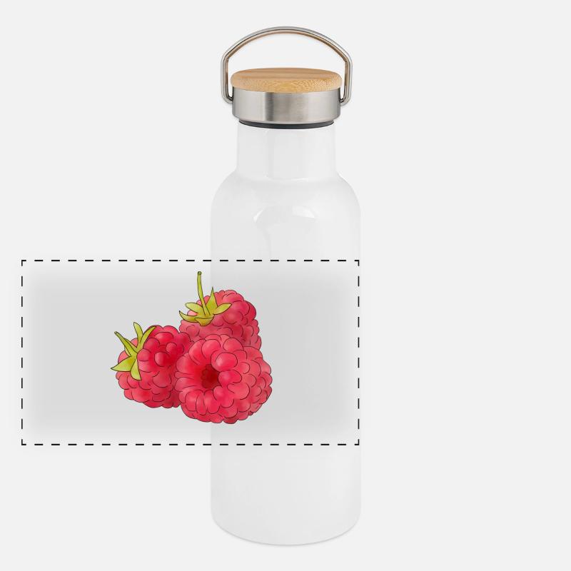 Himbeeren Panorama Thermosflasche mit Bambusdeckel