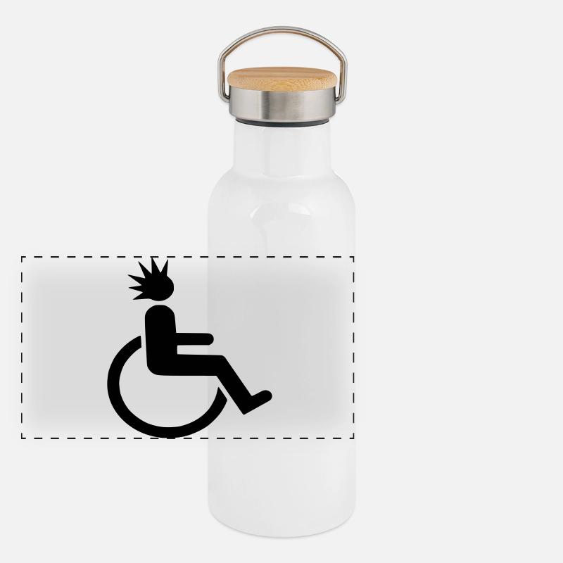 Rollstuhlfahrer mit Punk-Frisur # Panorama Thermosflasche mit Bambusdeckel