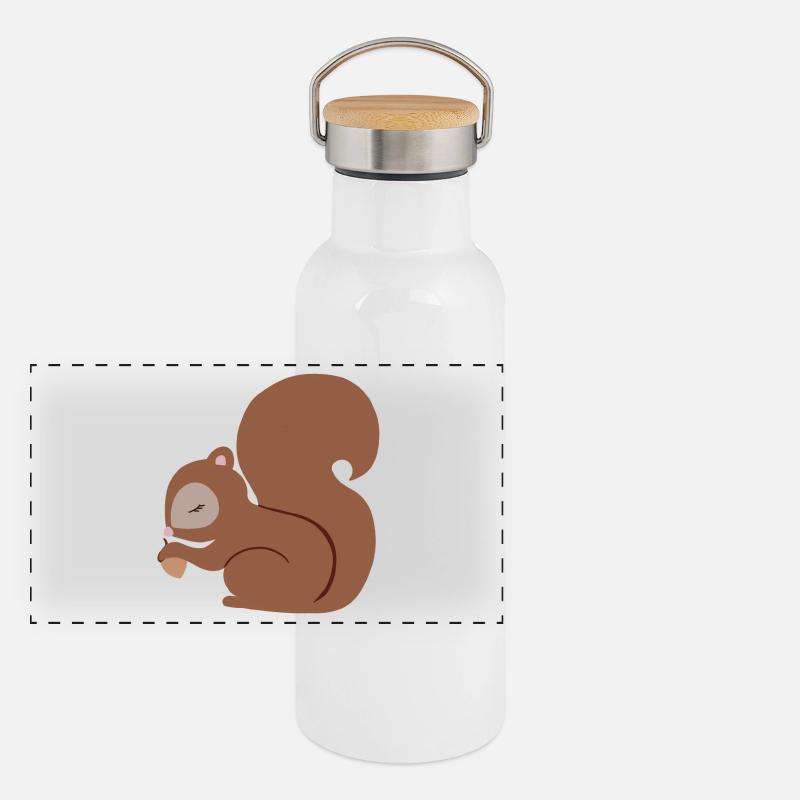 Écureuil doux avec gland Gourde isotherme avec bouchon en bambou