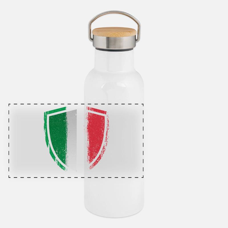 Italy Shield Brushed Flag Panoramic Thermal Bottle with Bamboo Lid