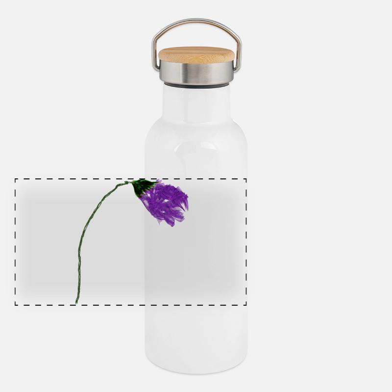 Fleur de violette à surface abstraite Gourde isotherme avec bouchon en bambou