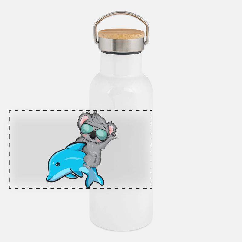 Koala and Delfin Panoramic Thermal Bottle with Bamboo Lid