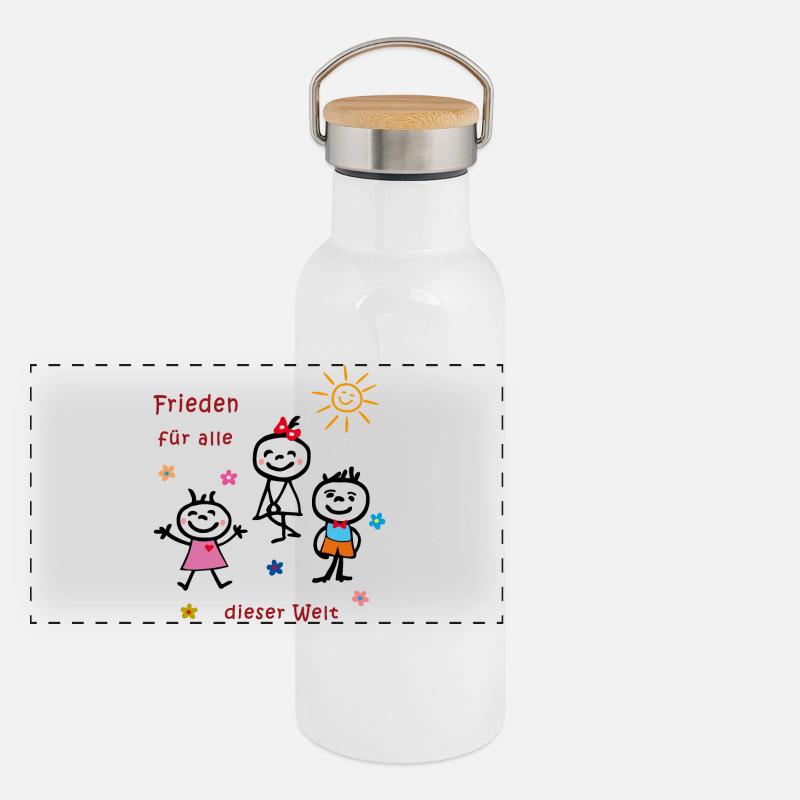 Kindertag, Frieden Panorama Thermosflasche mit Bambusdeckel