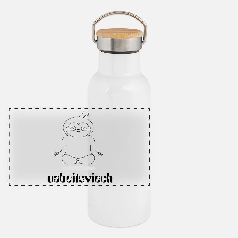 SLOTH - Oabeitsviech - Workhorse, Puns Panoramic Thermal Bottle with Bamboo Lid