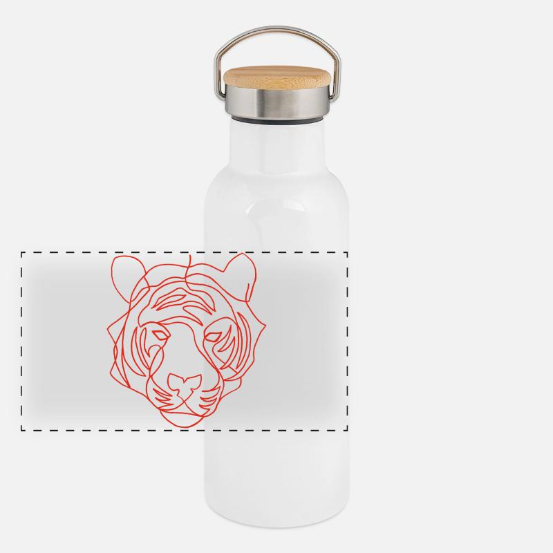 Esquisse du tigre rouge Gourde isotherme avec bouchon en bambou