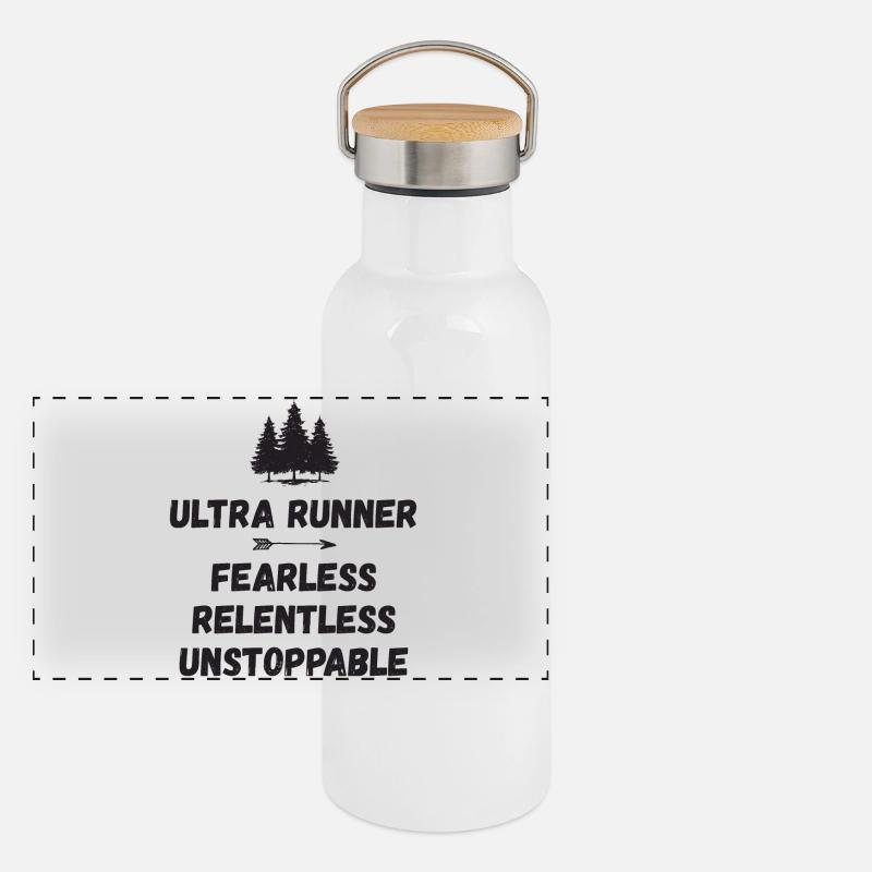 Ultra Runnner - Intrépide. Implacable. Imparable. Gourde isotherme avec bouchon en bambou