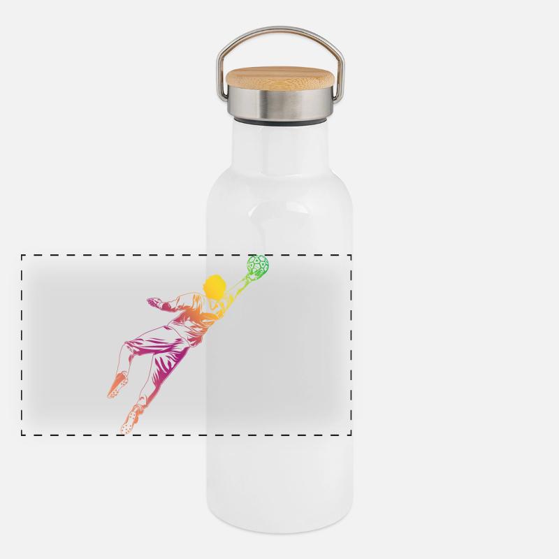 Goalkeeper Sketch Panoramic Thermal Bottle with Bamboo Lid
