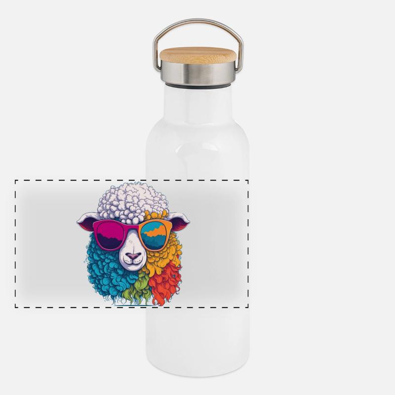 cool sheep Panoramic Thermal Bottle with Bamboo Lid