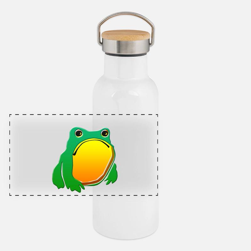 Grenouille - Gourde isotherme avec bouchon en bambou - blanc