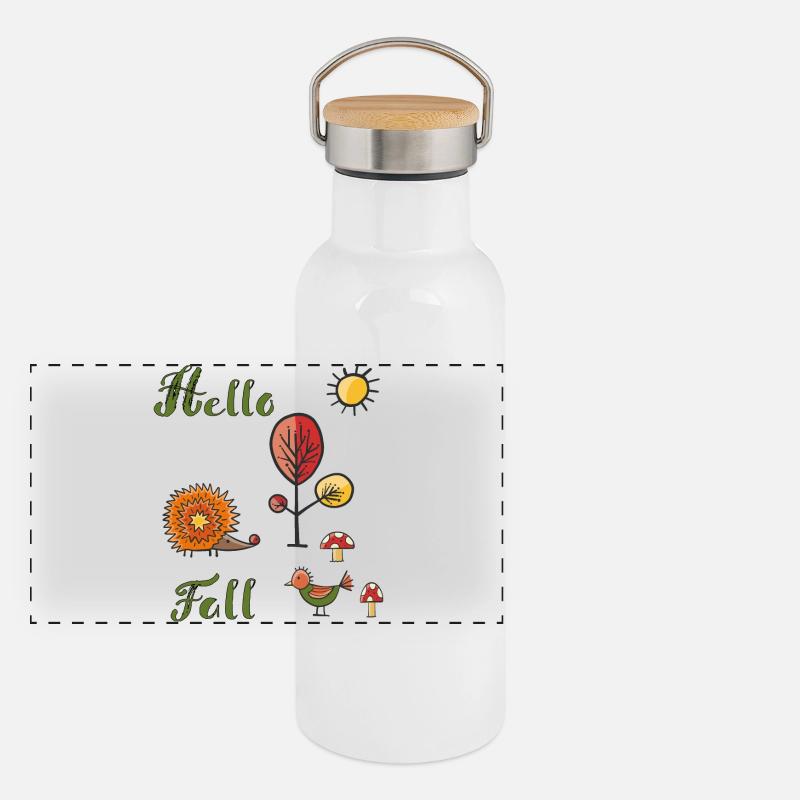 Bonjour Fall Gourde isotherme avec bouchon en bambou