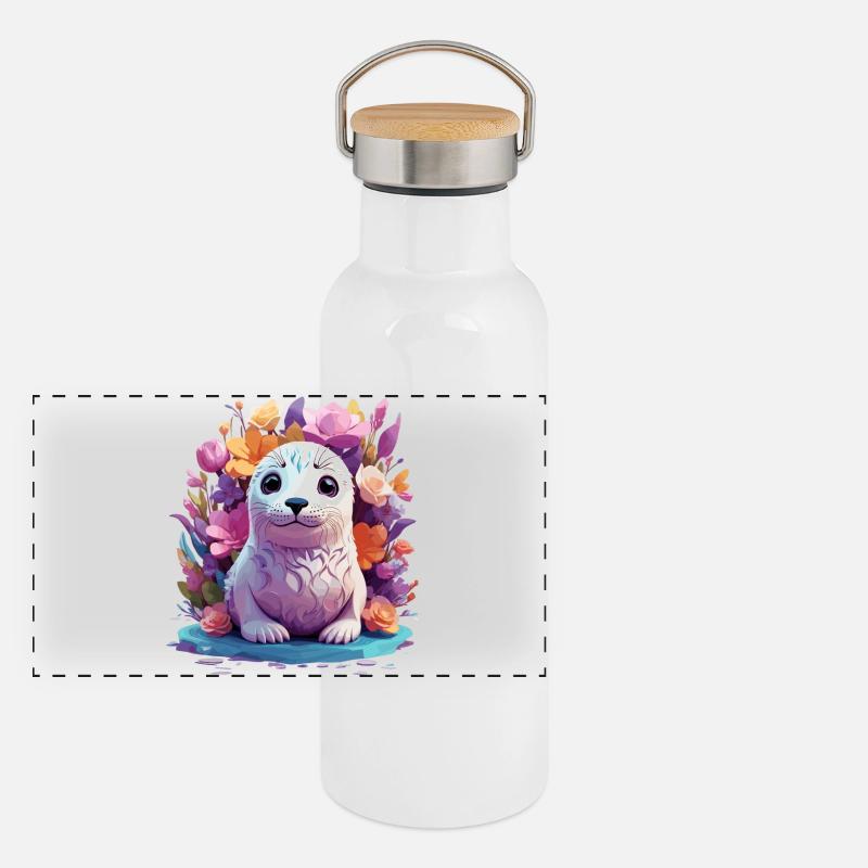 Sceau mignon Gourde isotherme avec bouchon en bambou