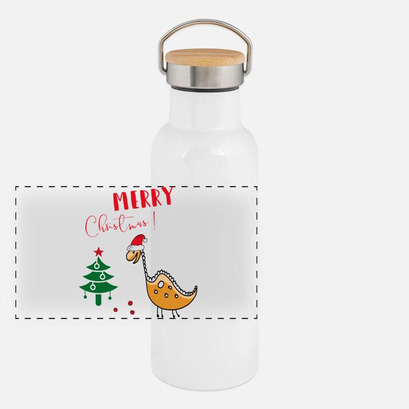 Merry Christmas Panoramic Thermal Bottle with Bamboo Lid