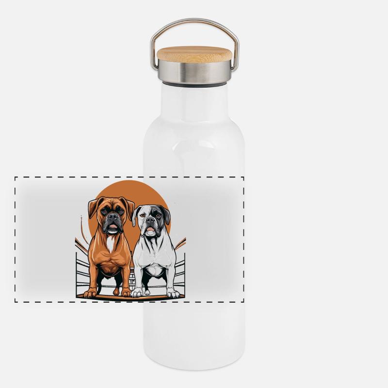 Chiens Boxer Gourde isotherme avec bouchon en bambou