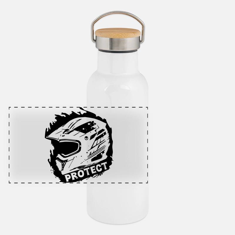 Protect - Schutzhelm [Schwarz] Panorama Thermosflasche mit Bambusdeckel