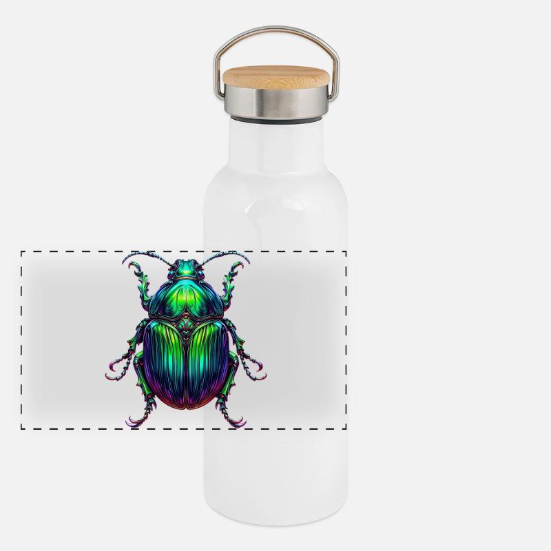 Green Panoramic Thermal Bottle with Bamboo Lid