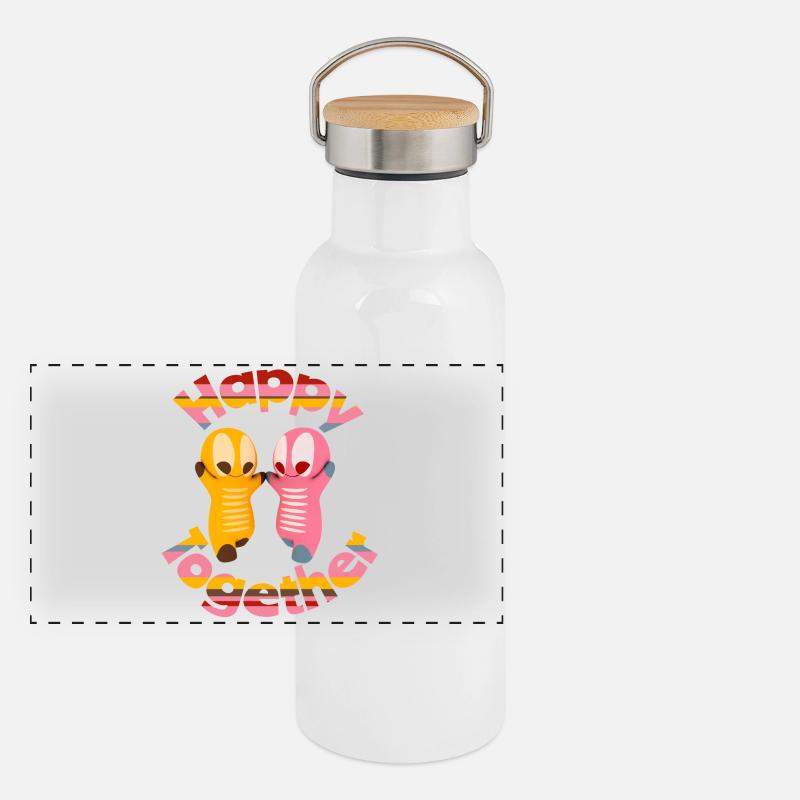 Cute kawaii figures Panoramic Thermal Bottle with Bamboo Lid