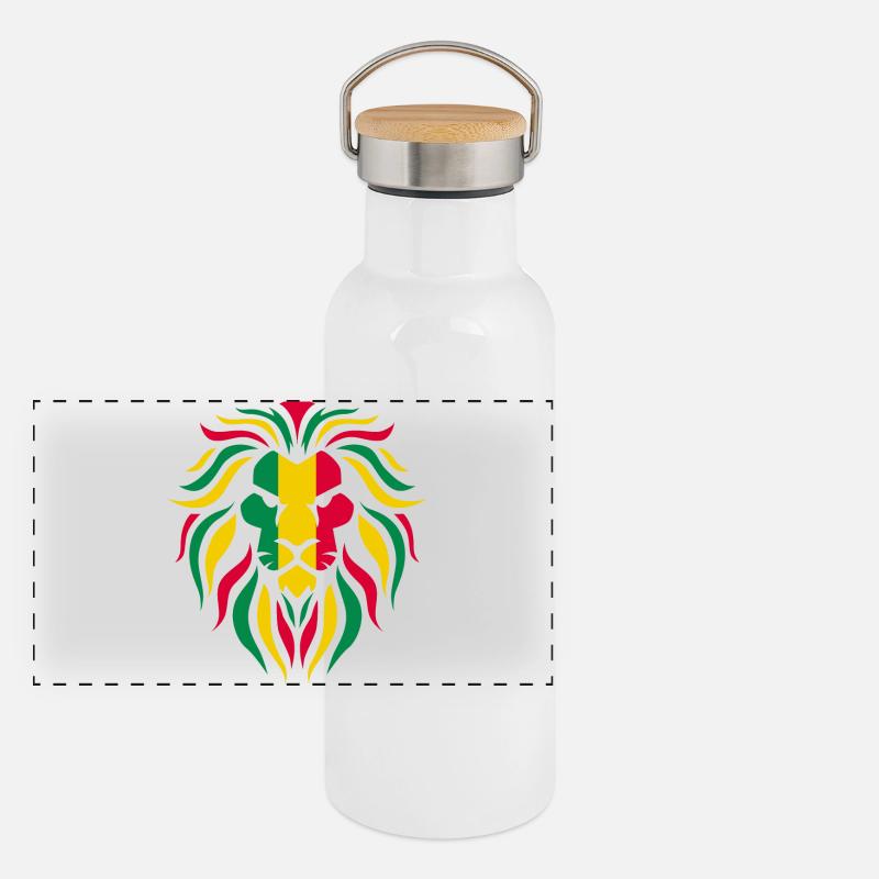 Reggae Löwe Panorama Thermosflasche mit Bambusdeckel