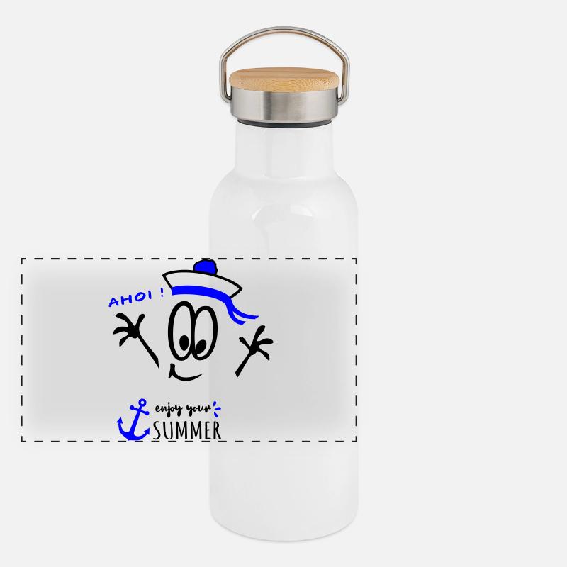 Matrose Ahoi Panorama Thermosflasche mit Bambusdeckel