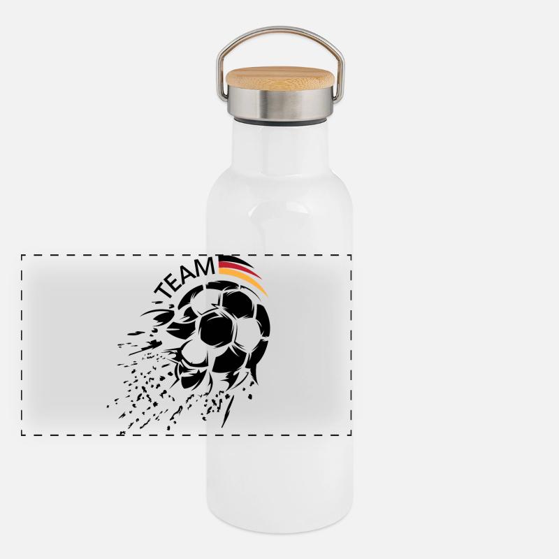 Fußball Team Deutschland Ball Explosion Logo icon Panorama Thermosflasche mit Bambusdeckel