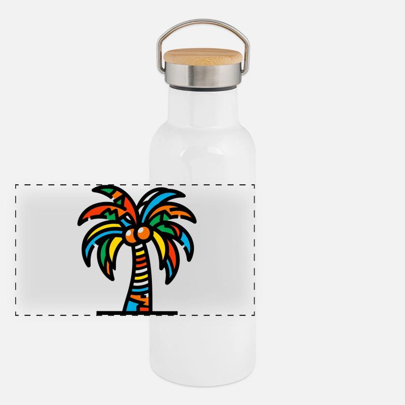 Palme Panorama Thermosflasche mit Bambusdeckel