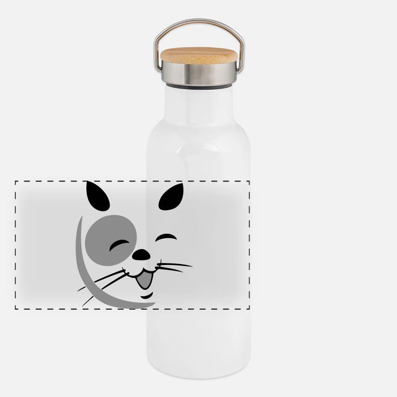 Cat face Panoramic Thermal Bottle with Bamboo Lid