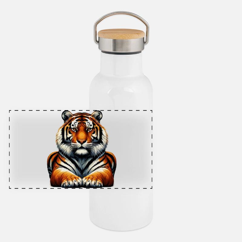 Tiger Panorama Thermosflasche mit Bambusdeckel
