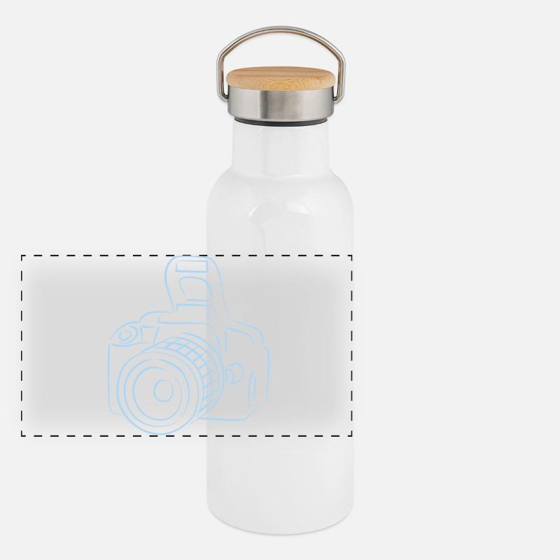 Kamera Panorama Thermosflasche mit Bambusdeckel
