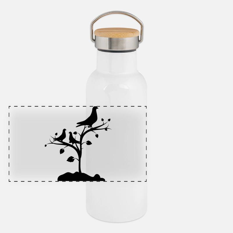 Tauben Panorama Thermosflasche mit Bambusdeckel