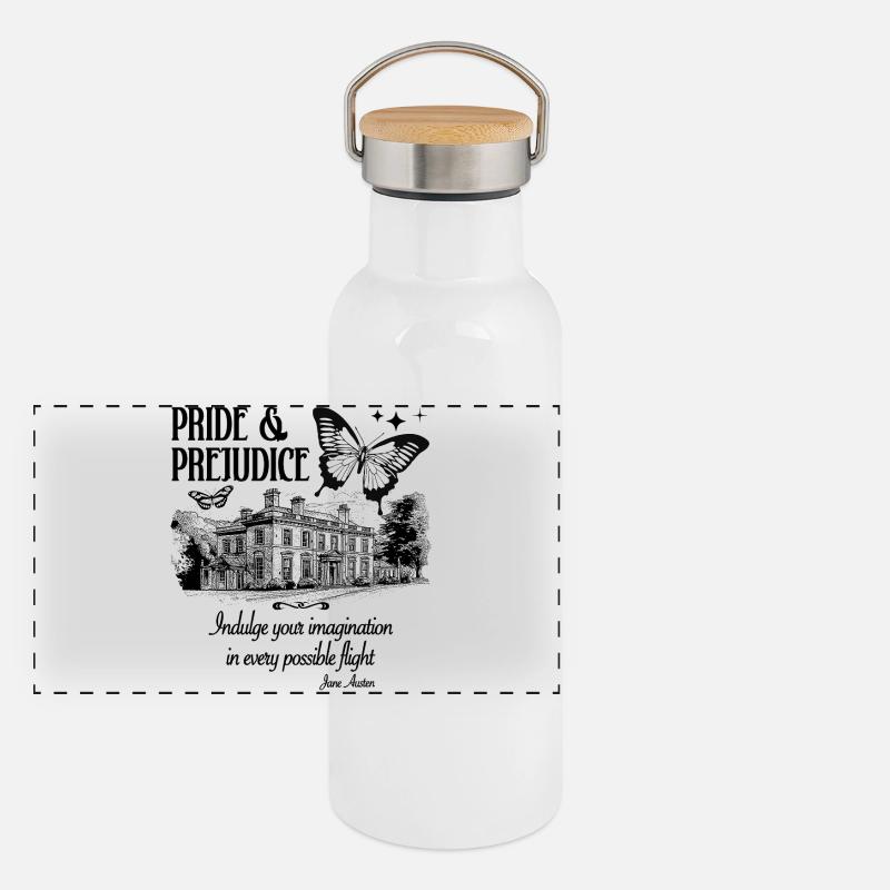 PRIDE PREJUDICE PEMBERLEY DESIGN Panoramic Thermal Bottle with Bamboo Lid